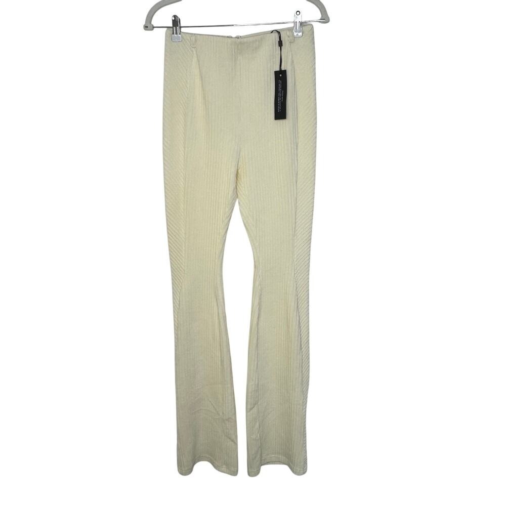 Maniere De Voir‎ Cream Ribbed Flare Pants - NEW